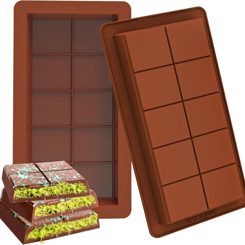 Chocolate Snack - チョコレートバー型 シリコーンバー 割れるワックスメルト型 簡単にリリースできる長方形 耐久性のあるタンパク質とエネルギー用 手作りギフト